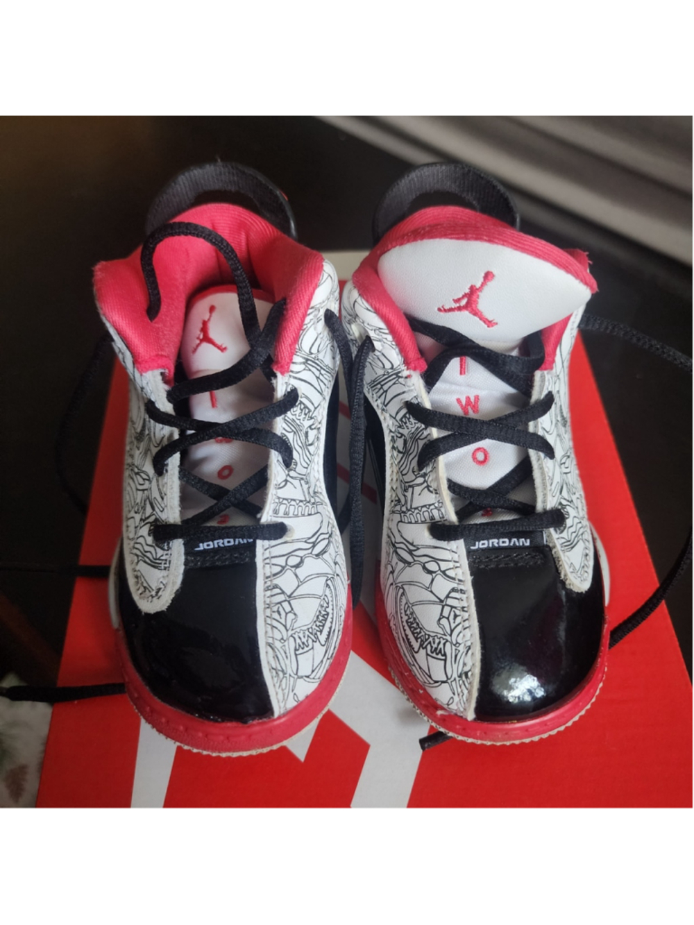 Jordan Baby Sneakers Size 7 White Black Red